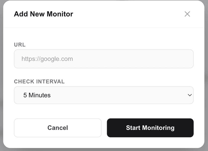 Screenshot placeholder – Add website form